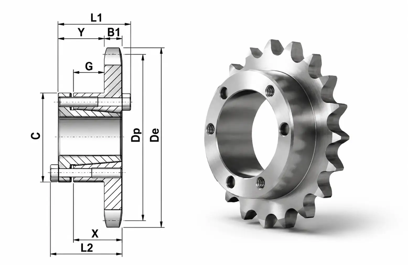 Sprockets with QD Bushings Dimension